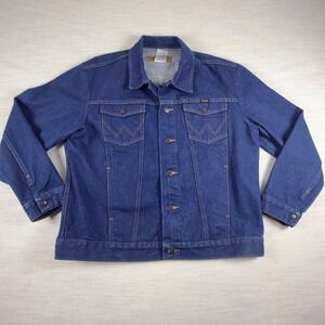 Wrangler Authentic Western Denim Jacket Mens XL Blue Trucker Coat 74145PW